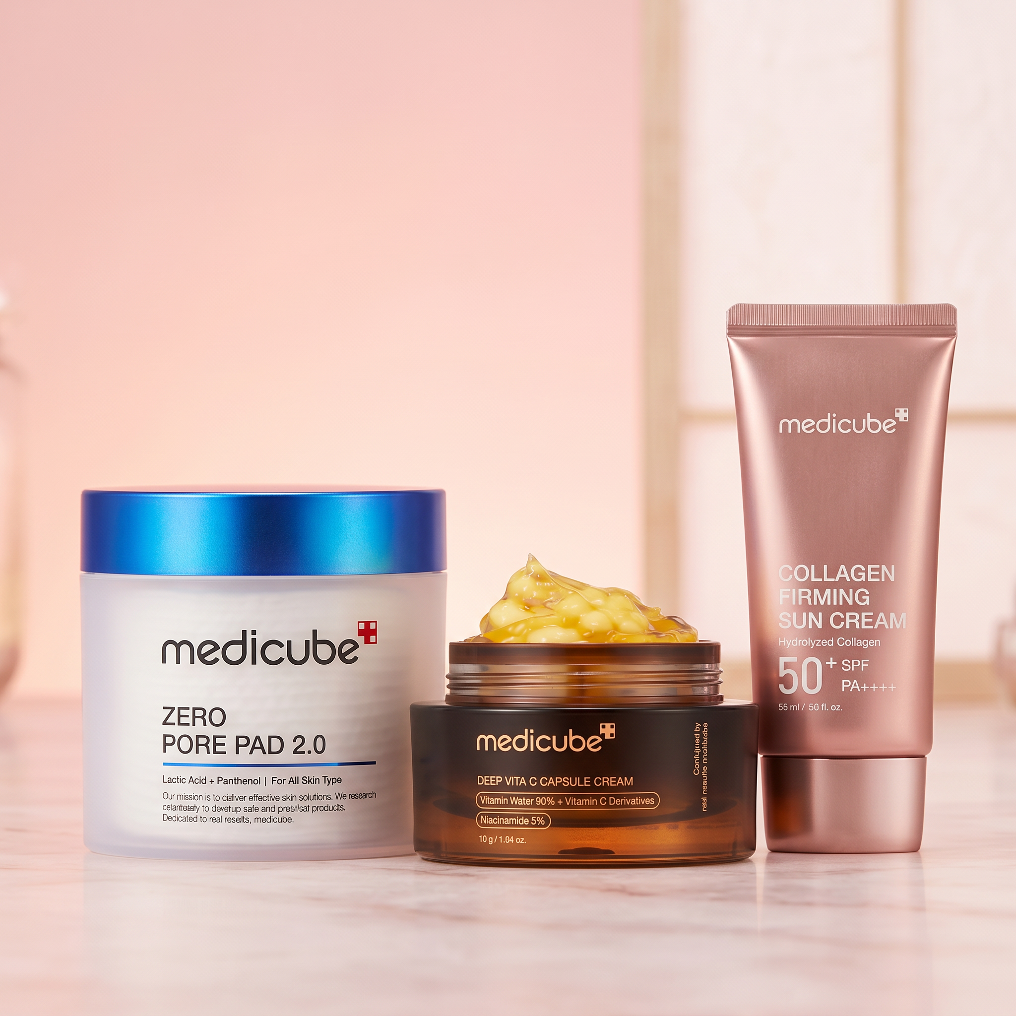Kit Trio Medicube Clareamento, Limpeza de Poros e Proteção Solar - Dermora