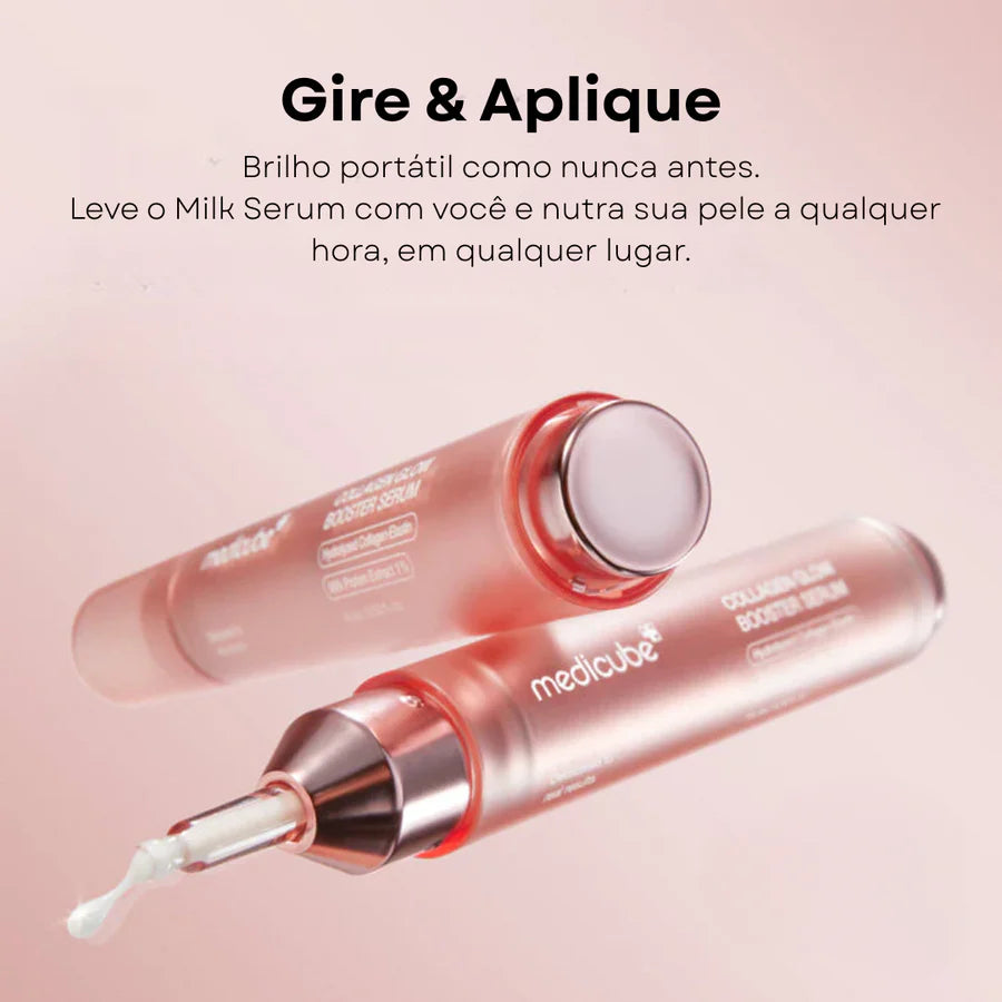Sérum facial Medicube com textura leitosa para pele firme, hidratada e radiante.