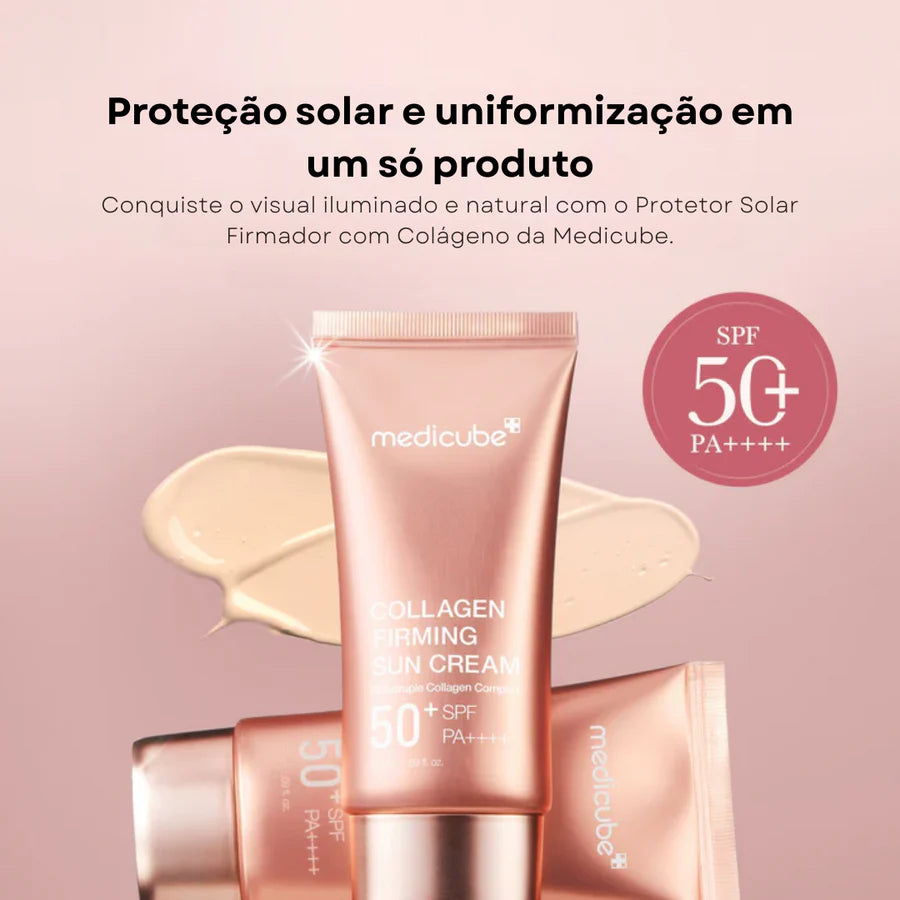 Protetor solar facial Medicube com efeito tone-up e textura leve para uso diário.