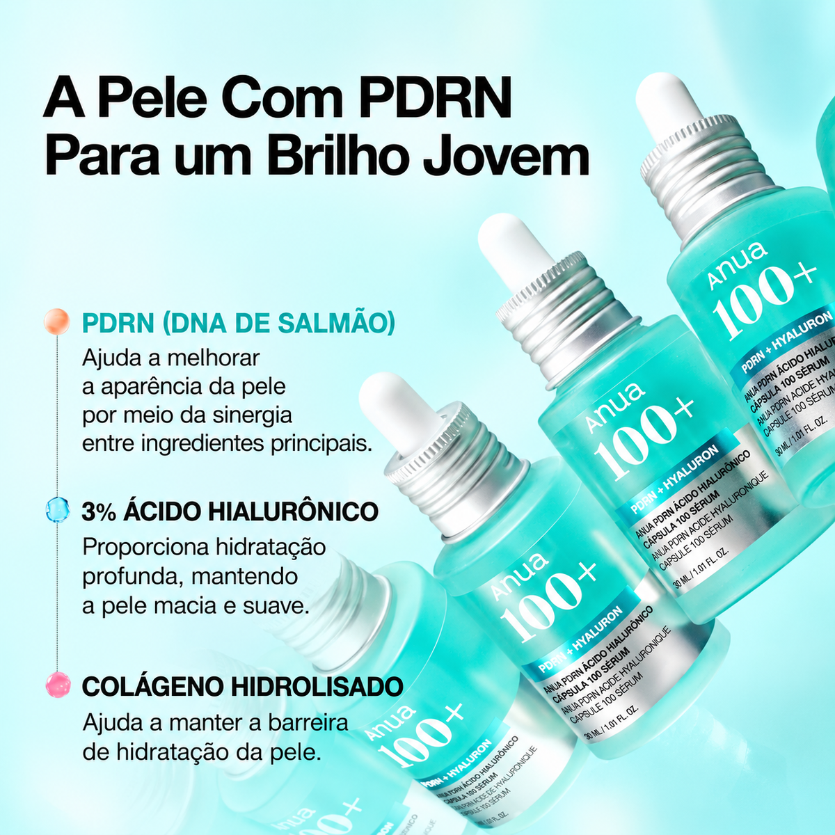 Textura leve do sérum Anua PDRN com microcápsulas