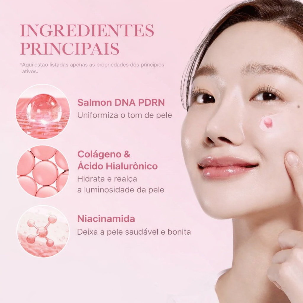 Pele luminosa com tecnologia de cápsulas PDRN