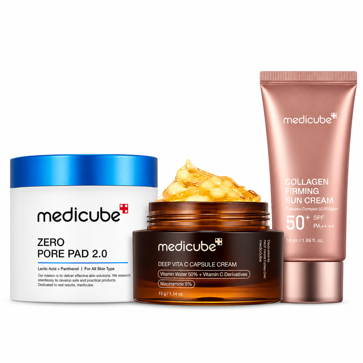 Kit Trio Medicube Clareamento, Limpeza de Poros e Proteção Solar - Dermora
