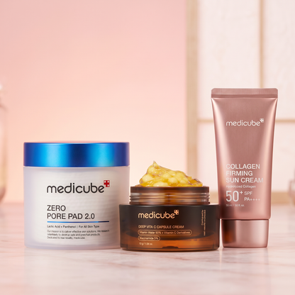 Kit Trio Medicube Clareamento, Limpeza de Poros e Proteção Solar - Dermora