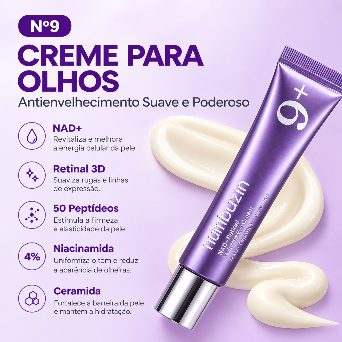 Creme retinal NAD+ para linhas de expressão