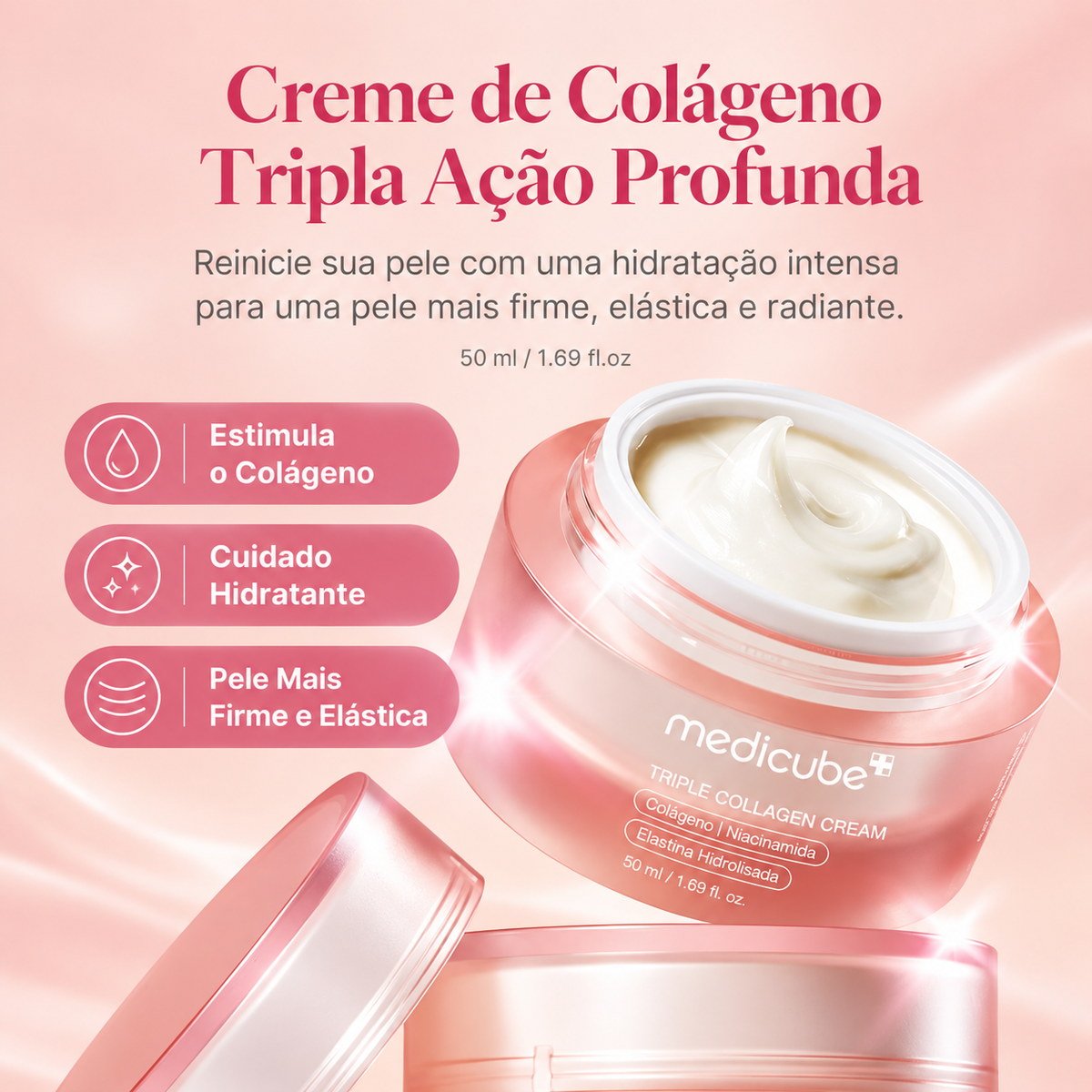 Creme Triplo Colágeno Medicube | Firmeza e Hidratação da Pele - Dermora