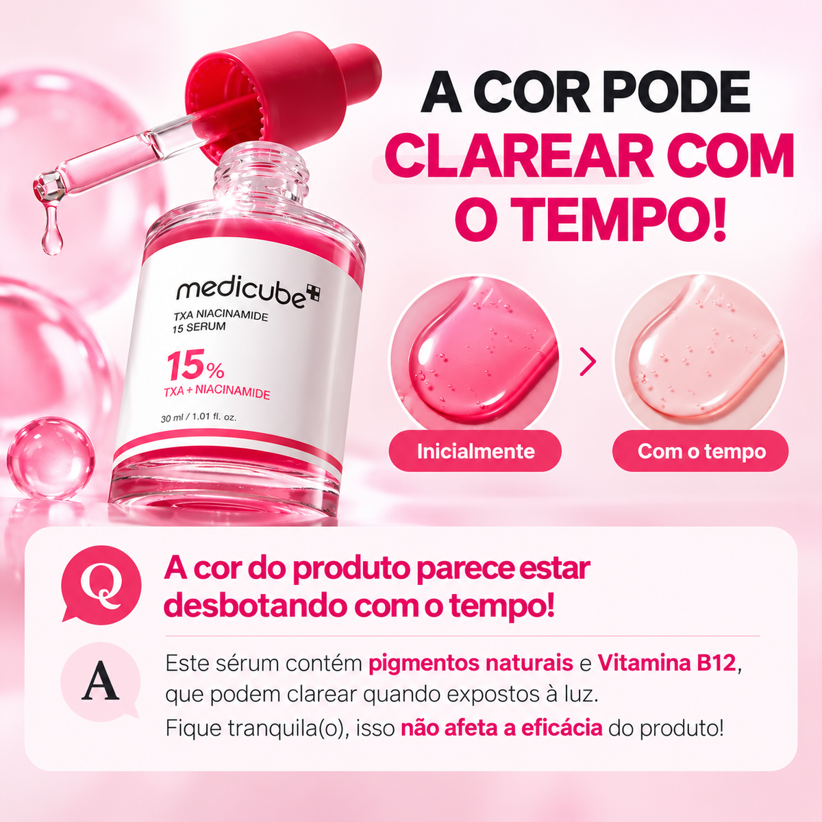 Aplicação do sérum para manchas Medicube TXA no rosto