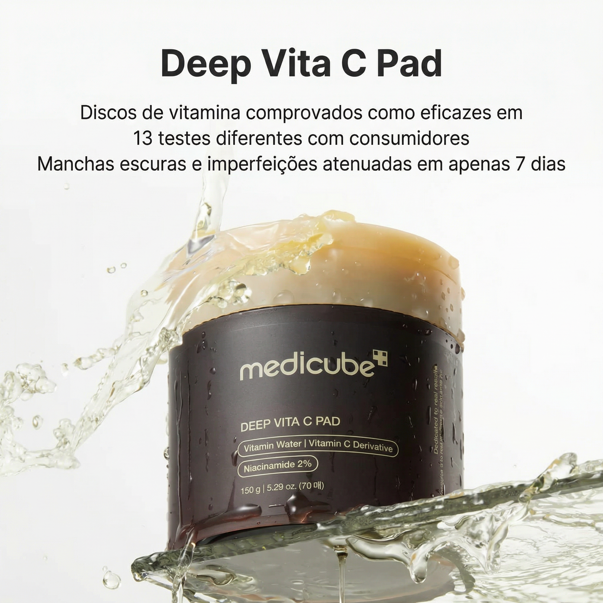 Discos de vitamina C para skincare facial com ação iluminadora e hidratante