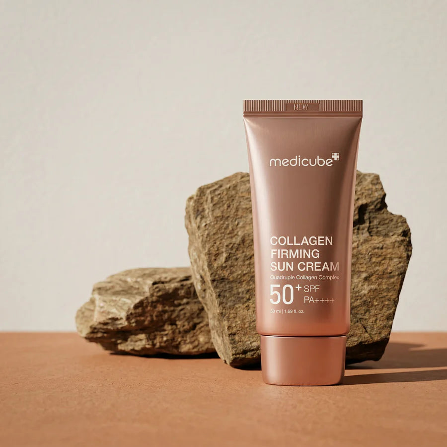 Medicube Collagen Lifting Sun Cream protetor solar facial iluminador com colágeno.