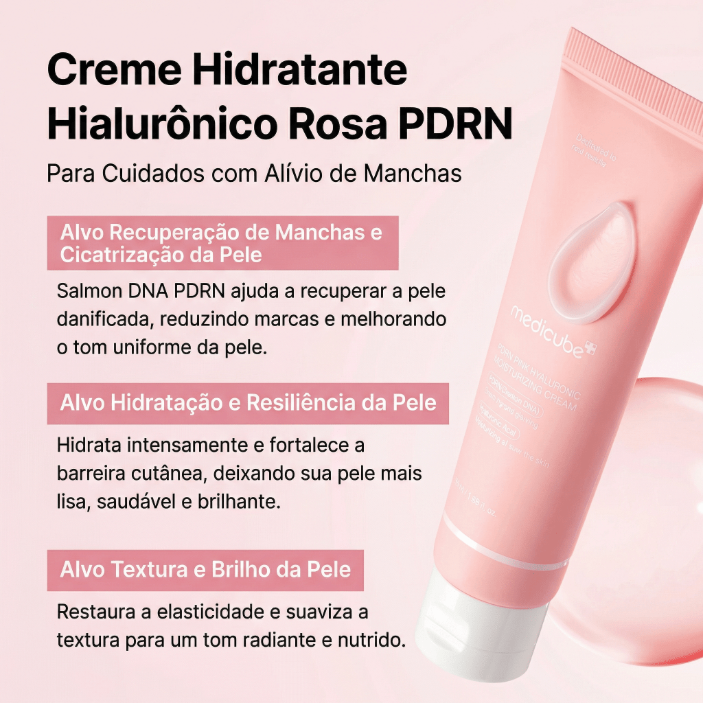 Medicube Creme Facial Rosa com PDRN e Peptídeos Hidratante e Firmador - Dermora