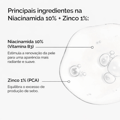 Sérum Niacinamida 10% + Zinco 1% The Ordinary | Controle da Oleosidade e Aparência dos Poros - Dermora